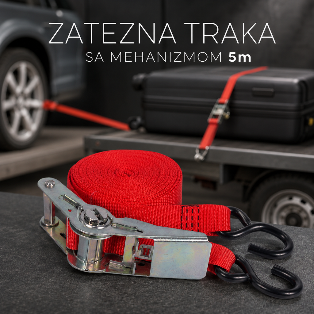 Traka za zatezanje prtljaga sa mehanizmom 5m