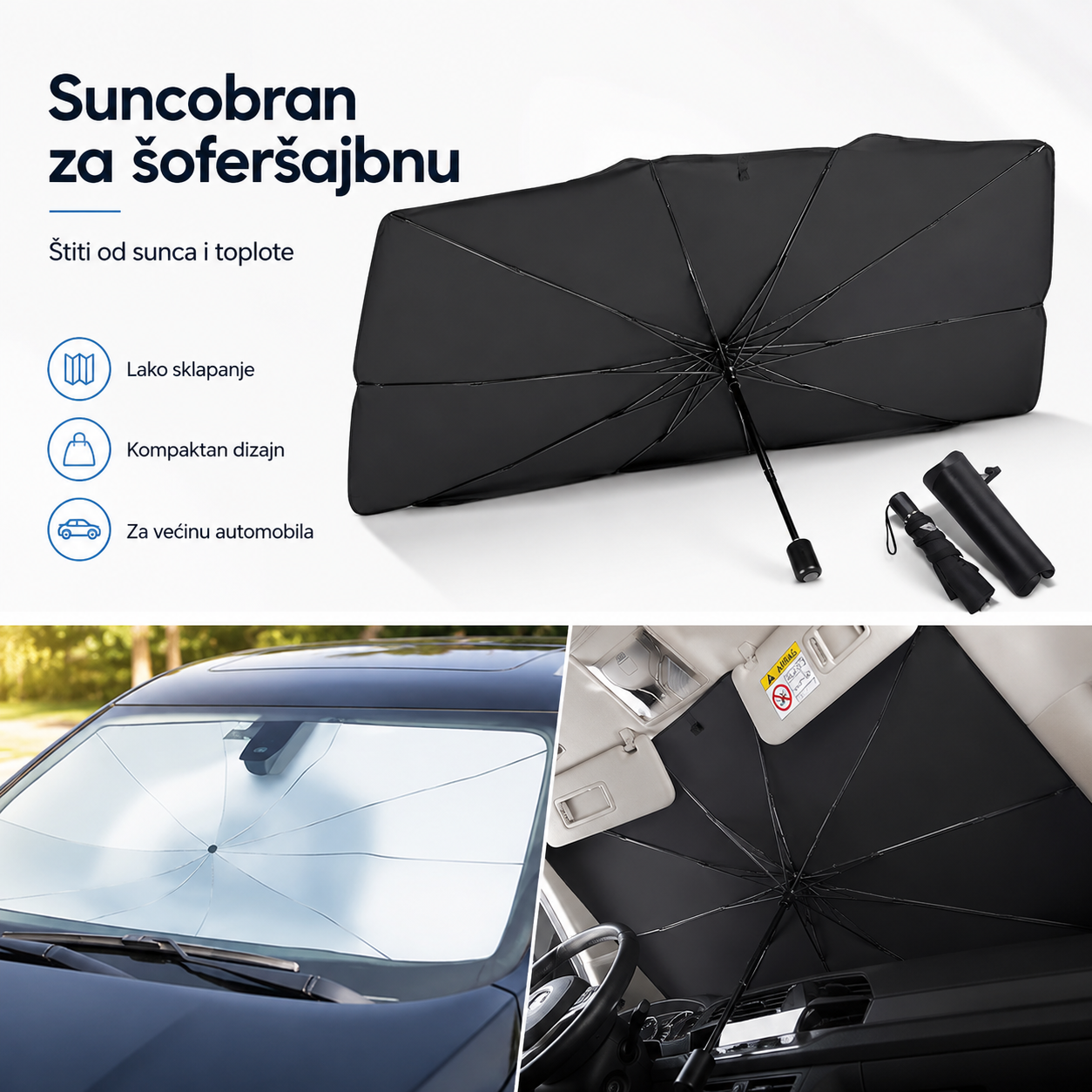 Sklopivi suncobran za šoferšajbnu